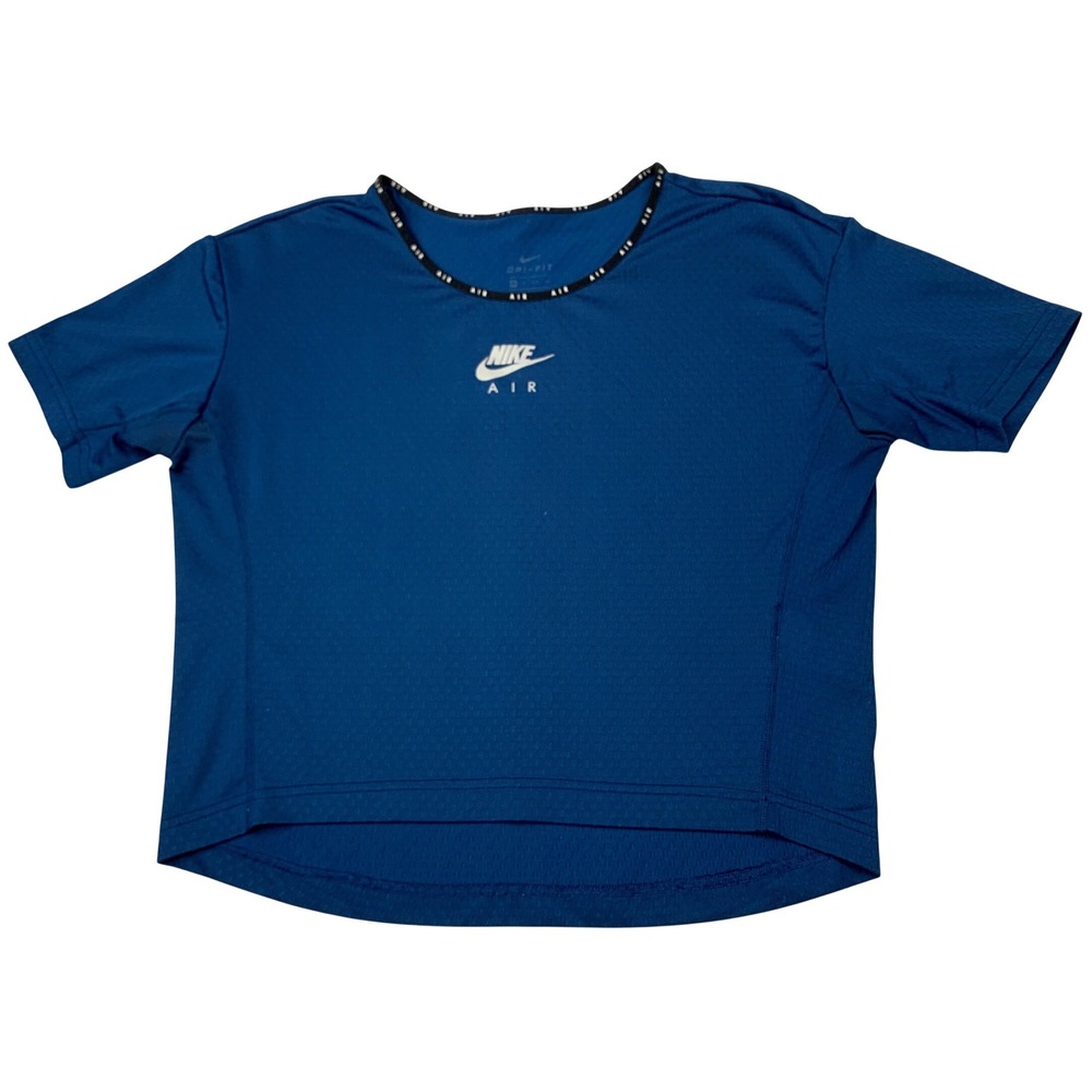 Nike Air Dri-FIT Shirt Womens XS Blue Cropped Mesh Training Top Gym Tee CJ1870